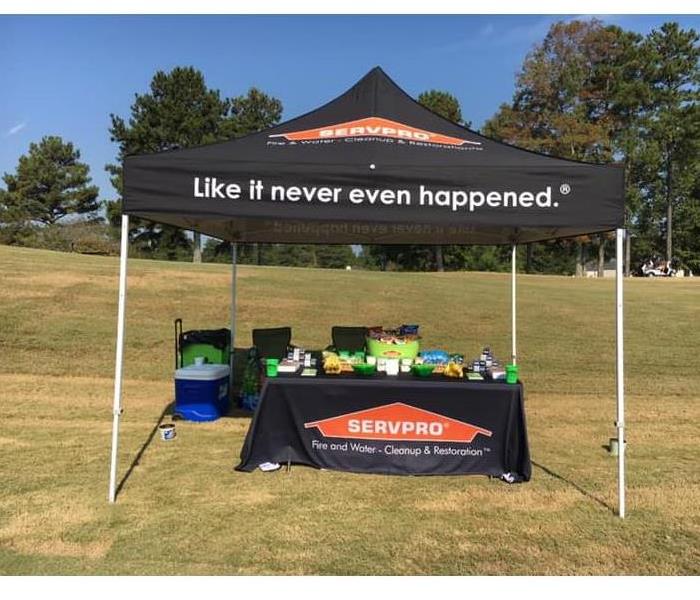 Our SERVPRO tent set up on a golf ourse 