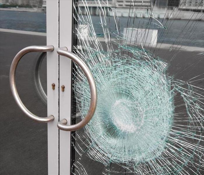 shattered glass doors